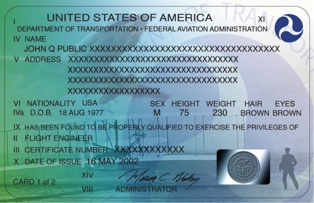 FAA Pilot’s License front